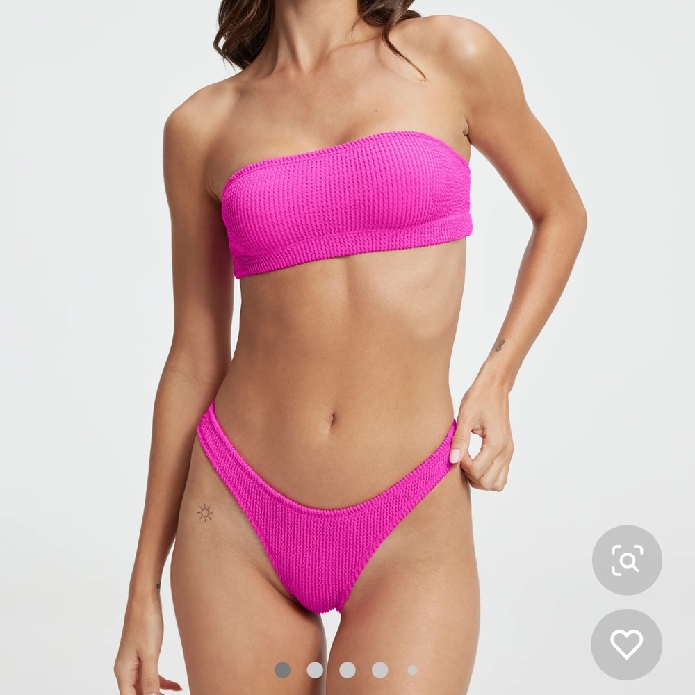 Good American Always Fits Swim Bandeau Bikini Hawaiian Pink
